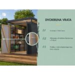 KOVINSKA VRTNA HIŠKA KARIBU AURUM 2.5 ANTRACIT Z 2 M PODALJŠKOM STREHE - slika 5